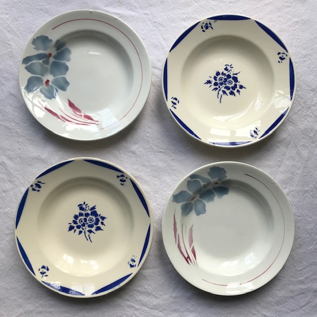 Assortment of four Labrut Frères and Badonviller soup plates