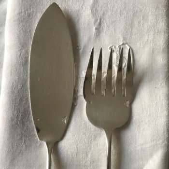 Fourchette et couteau à servir le poisson Christofle