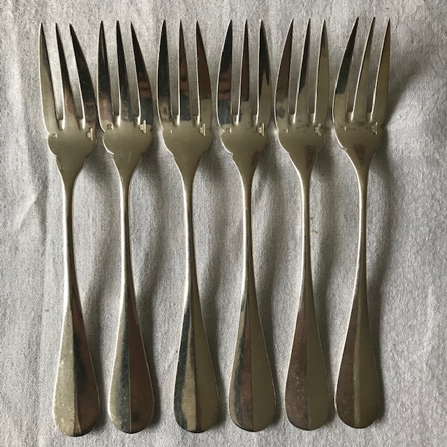 Six Christofle fish forks