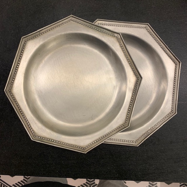Оловянная восьмиугольная тарелка