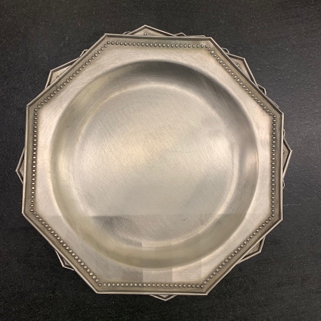 Old pewter octagonal plates