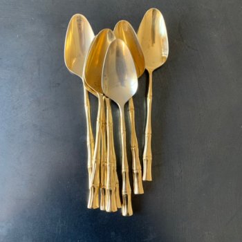 Vintage bamboo metal spoons