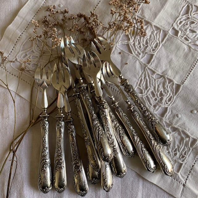 Fourchettes à huitres en métal argenté