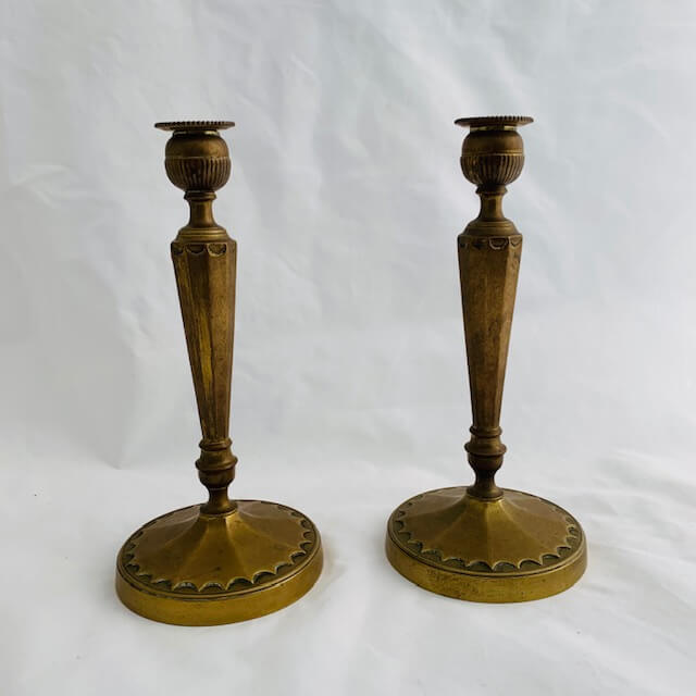Two vintage brass candlesticks