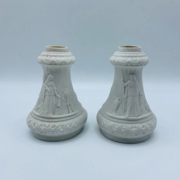 Two small biscuit vases