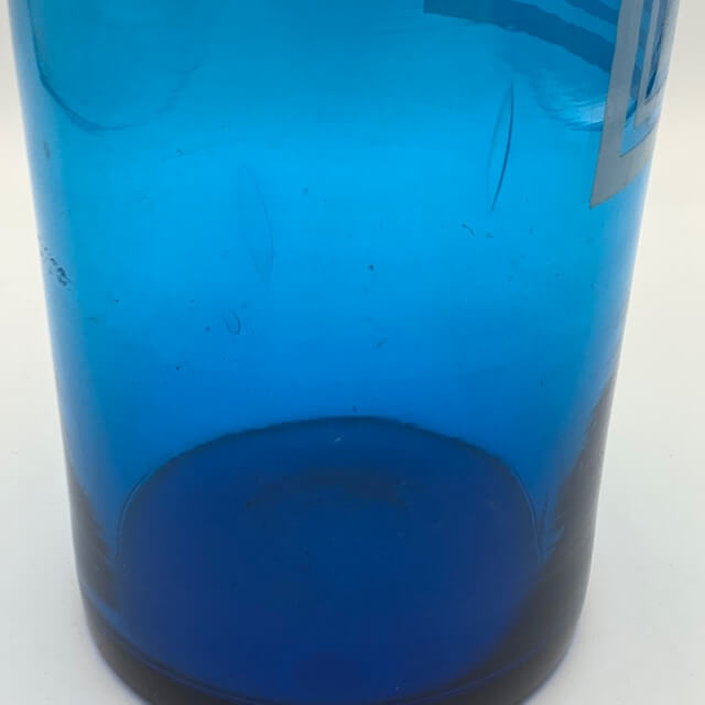 Grand pot à pharmacie Sureau en verre bleu