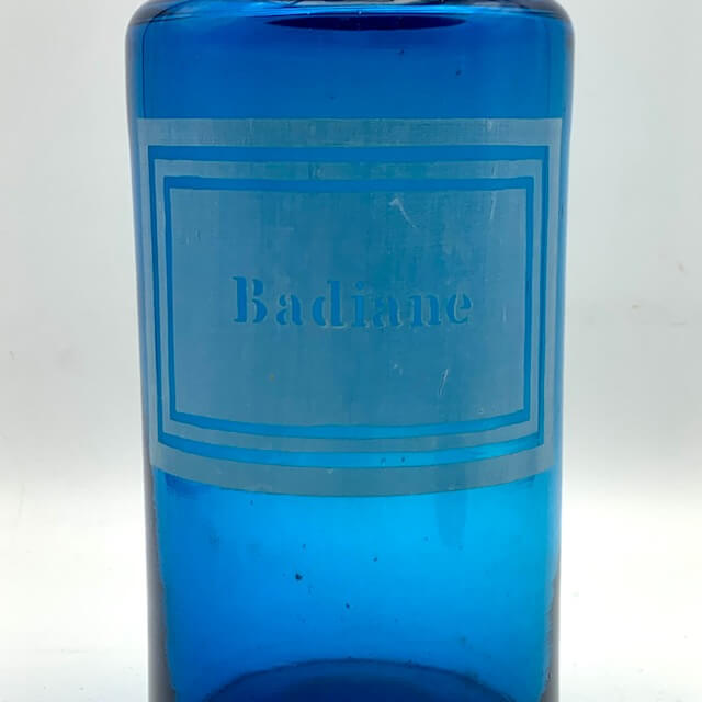 Pot à pharmacie Badiane en verre bleu