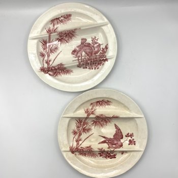 Two Birds of Longwy asparagus plates