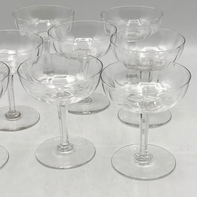 Coupes à champagne en cristal taillé 1920
