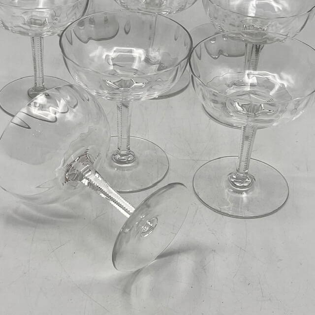 Coupes à champagne en cristal taillé 1920